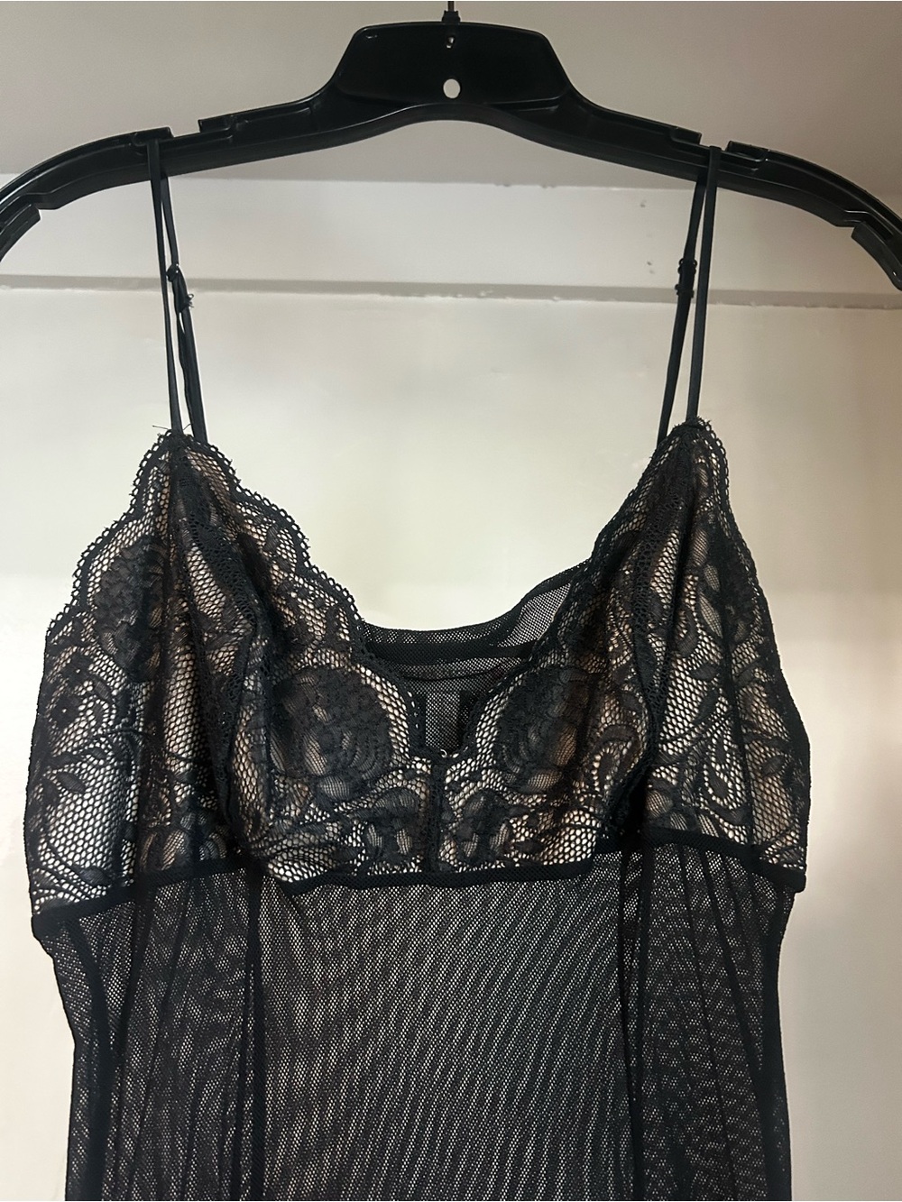 Victoria’s Secret Black Sheer Lace Slip Dress Nightgown Size M
